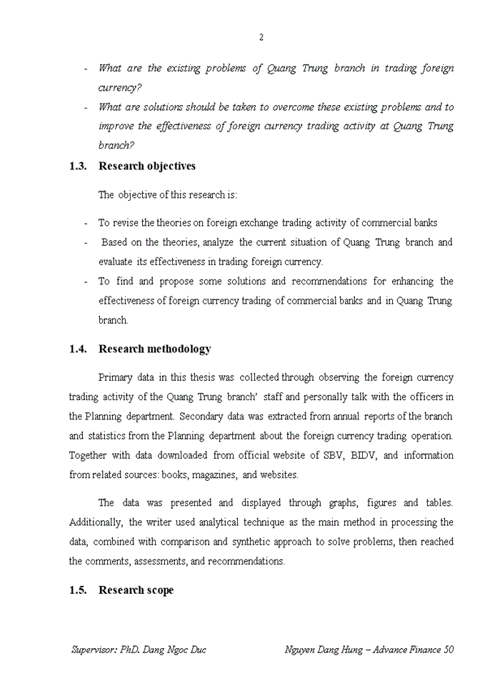image for page Improving the effectiveness of foreign currency trading activity at quang trung branch, bank for investment and development of vietnam (bidv