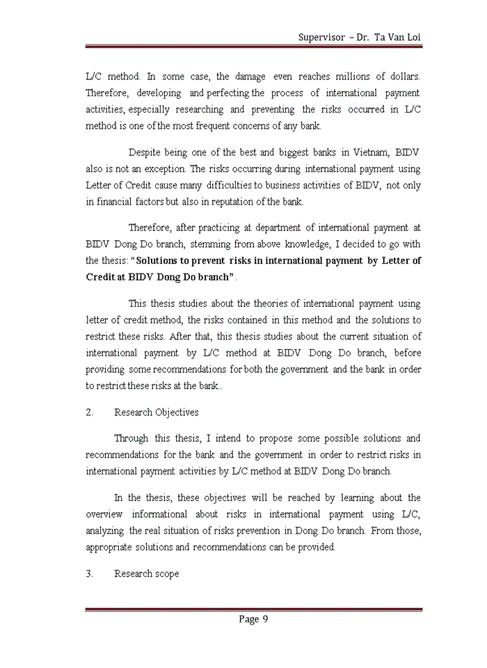 image for page Solutions to prevent risks in international payment by Letter of Credit at BIDV Dong Do branch