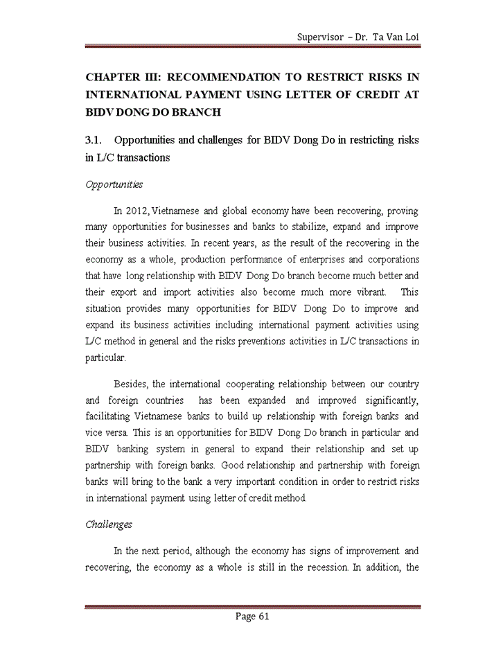 image for page Solutions to prevent risks in international payment by Letter of Credit at BIDV Dong Do branch