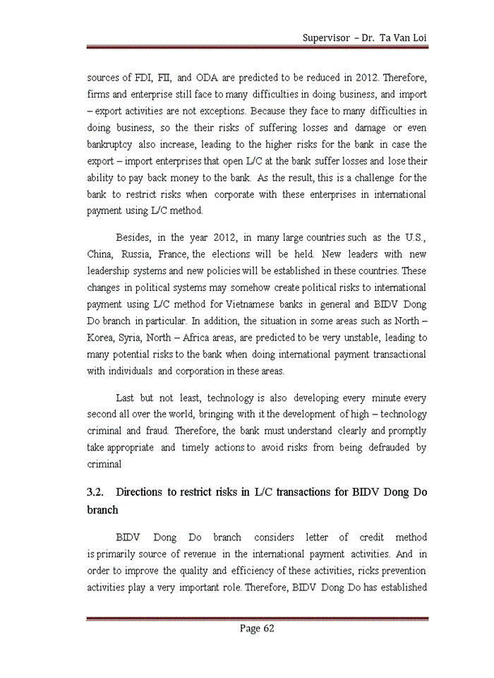 image for page Solutions to prevent risks in international payment by Letter of Credit at BIDV Dong Do branch