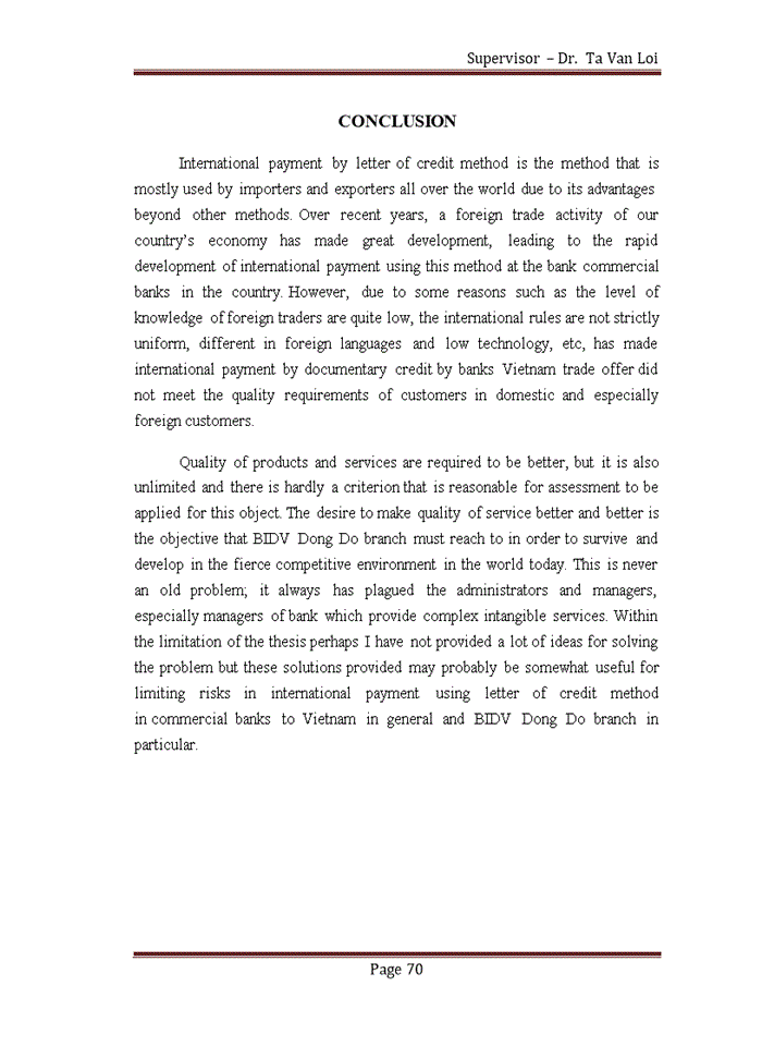 image for page Solutions to prevent risks in international payment by Letter of Credit at BIDV Dong Do branch