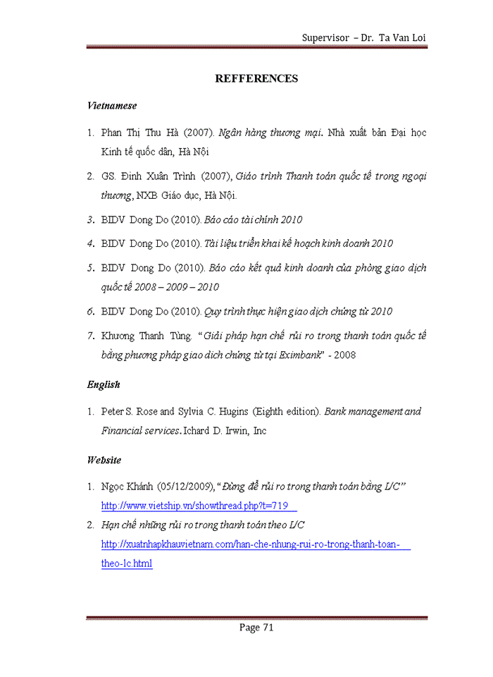 image for page Solutions to prevent risks in international payment by Letter of Credit at BIDV Dong Do branch