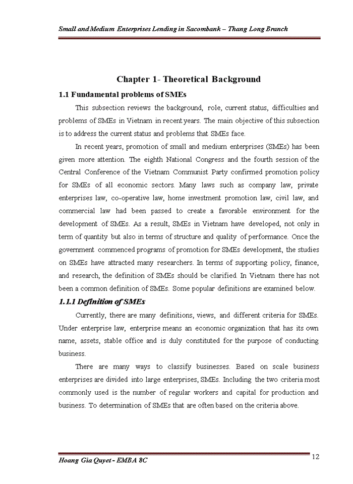 image for page Small and Medium Enterprises Lending in Sacombank – Thang Long Branch