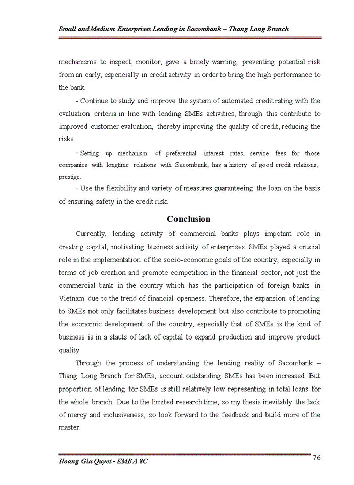 image for page Small and Medium Enterprises Lending in Sacombank – Thang Long Branch