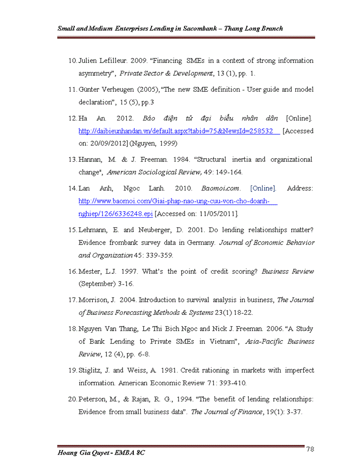 image for page Small and Medium Enterprises Lending in Sacombank – Thang Long Branch