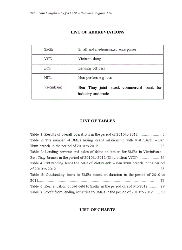 image for page Improving the effectiveness of lending to small and medium enterprises at vietinbank – ben thuy branch