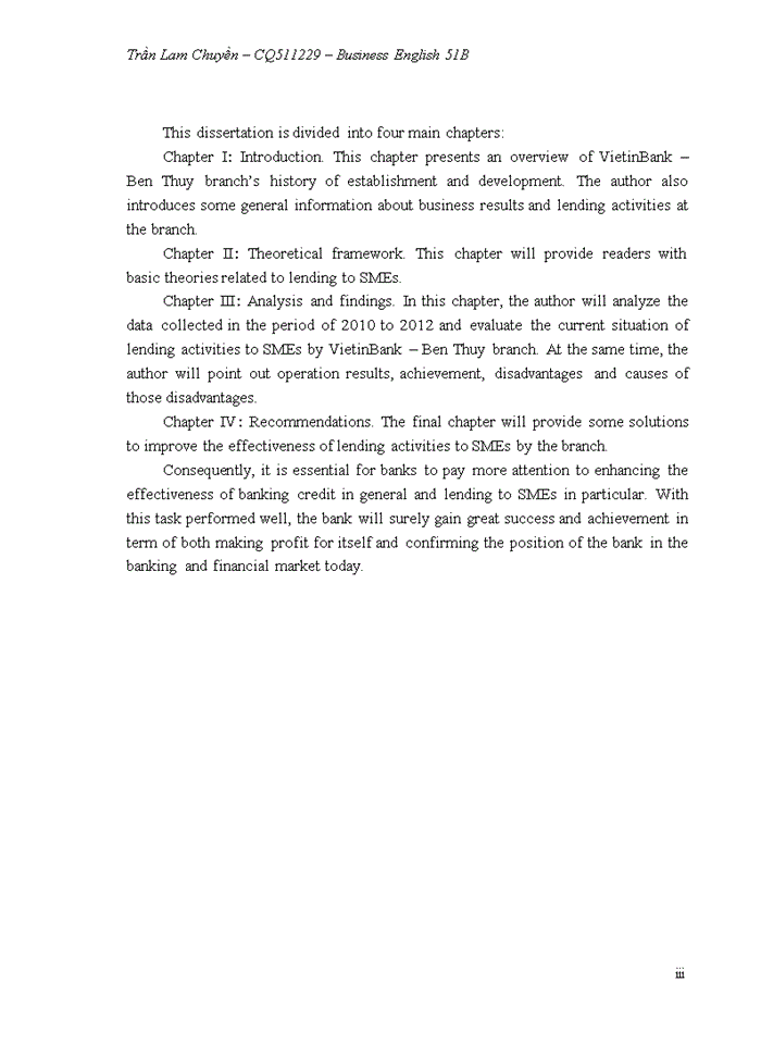 image for page Improving the effectiveness of lending to small and medium enterprises at vietinbank – ben thuy branch