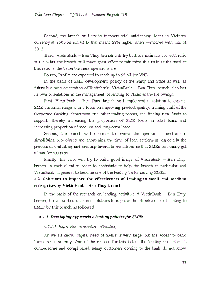 image for page Improving the effectiveness of lending to small and medium enterprises at vietinbank – ben thuy branch