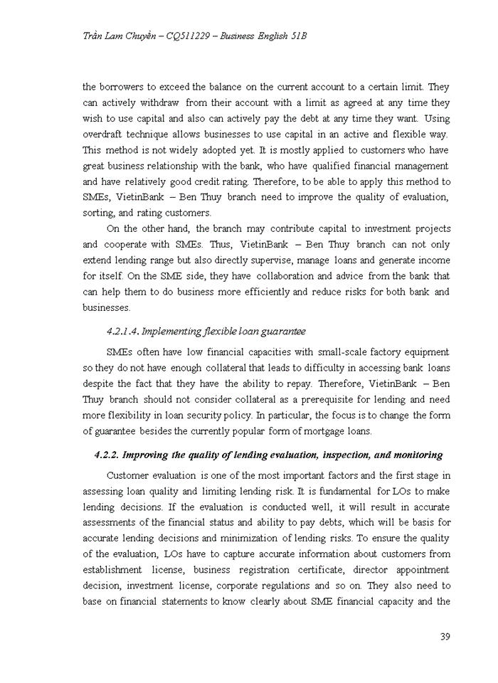 image for page Improving the effectiveness of lending to small and medium enterprises at vietinbank – ben thuy branch