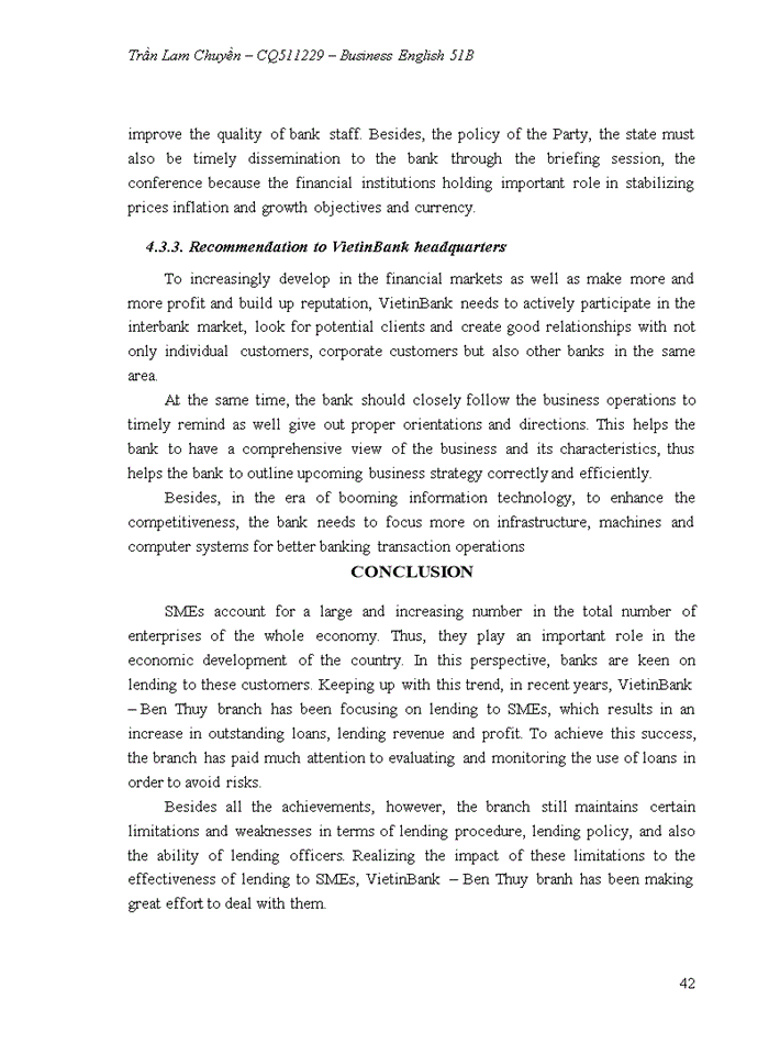 image for page Improving the effectiveness of lending to small and medium enterprises at vietinbank – ben thuy branch