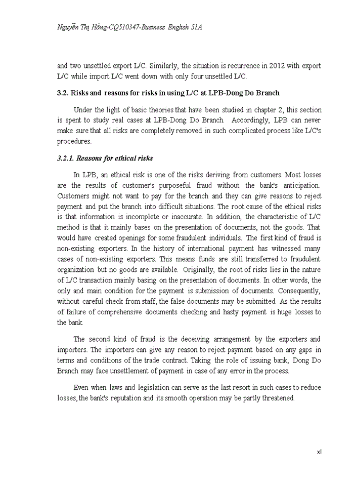 image for page Solutions to limit risks in international payment by using l/c at lienvietpostbank-dong do branch