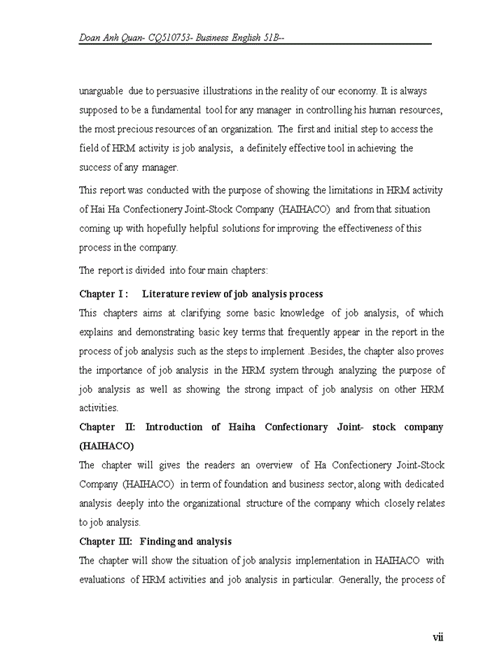 image for page Improving the process of job analysis in haiha confectionery joint-stock company haihaco