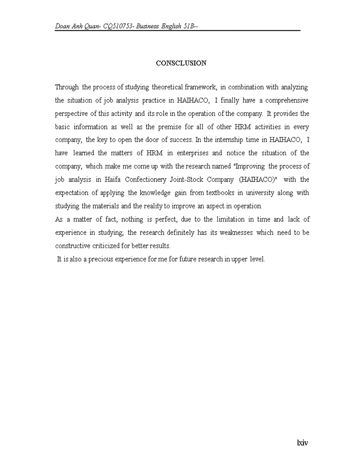 image for page Improving the process of job analysis in haiha confectionery joint-stock company haihaco