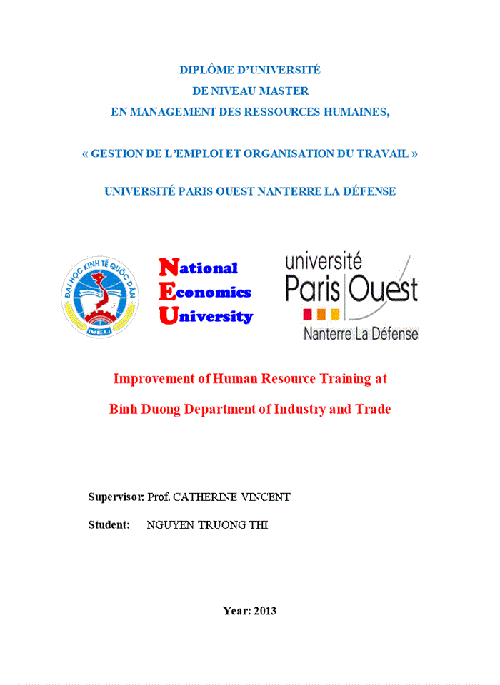 Improvement of Human Resource Training at Binh Duong Department of Industry and Trade