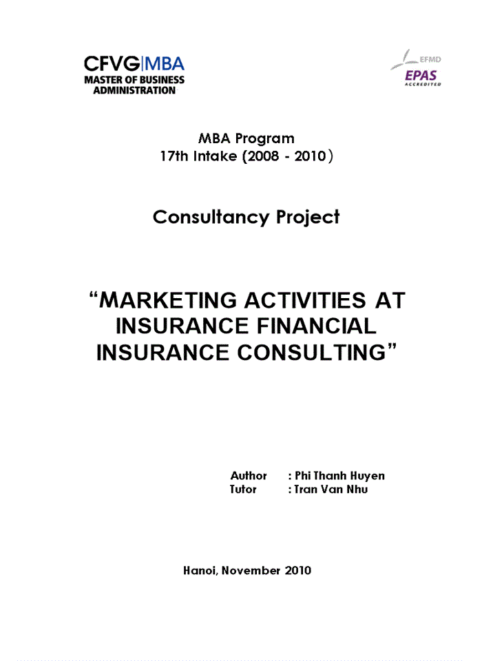 image for page Marketing activities at insurance financial  consulting