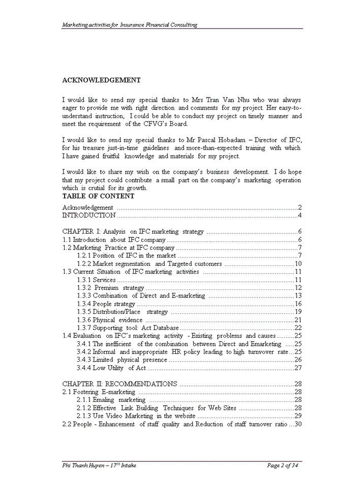 image for page Marketing activities at insurance financial  consulting