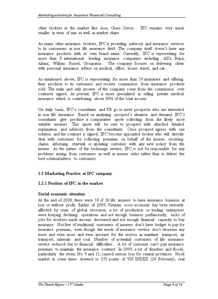 image for page Marketing activities at insurance financial  consulting