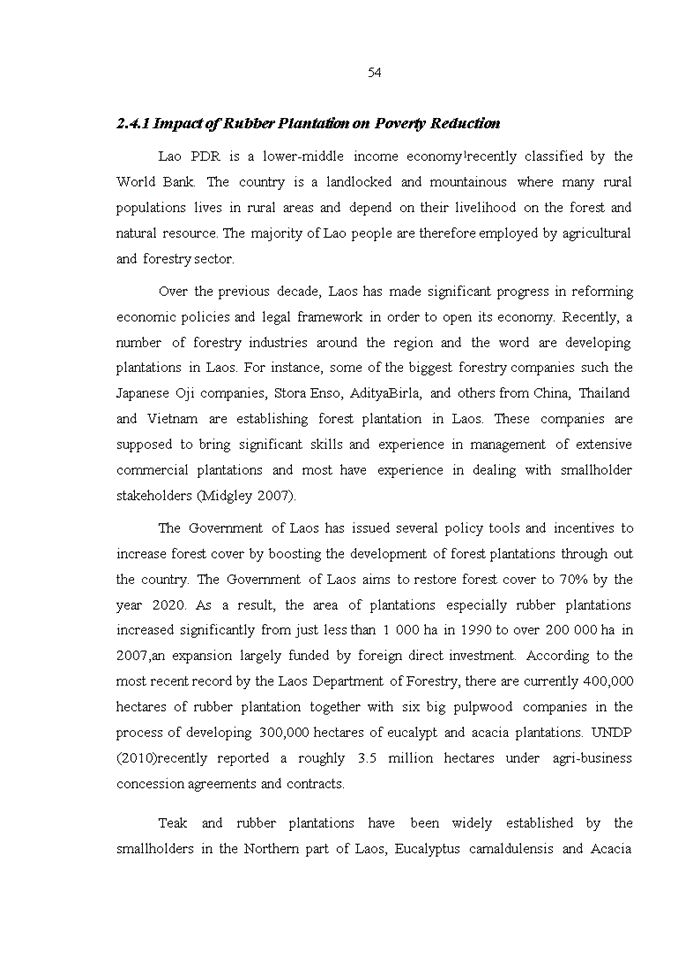 image for page Analyzing impact of rubber plantation on poverty reduction, land ownership and natural forest resource in northern lao pdr
