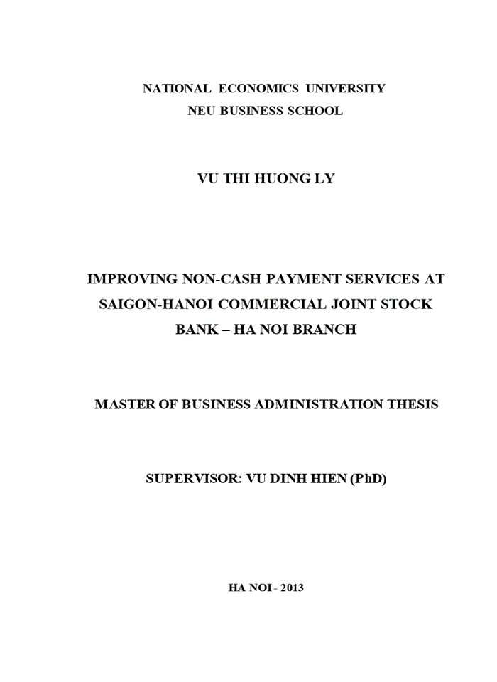 image for page Improving non-cash payment services at saigon-hanoi commercial joint stock bank – ha noi branch