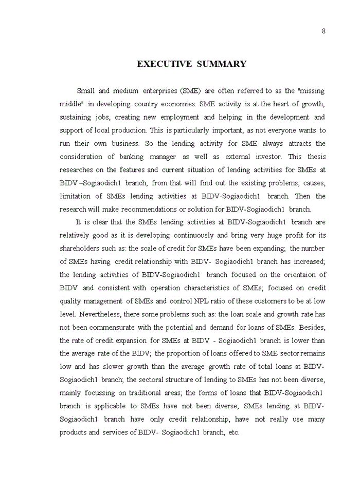 image for page Improving lending activities for smes at joint stock commercial bank for investment and development of viet nam – sogiaodich 1 branch