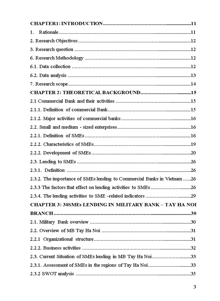 Enhancing lending activities to small and medium sized enterprises in military bank  tay ha noi branch