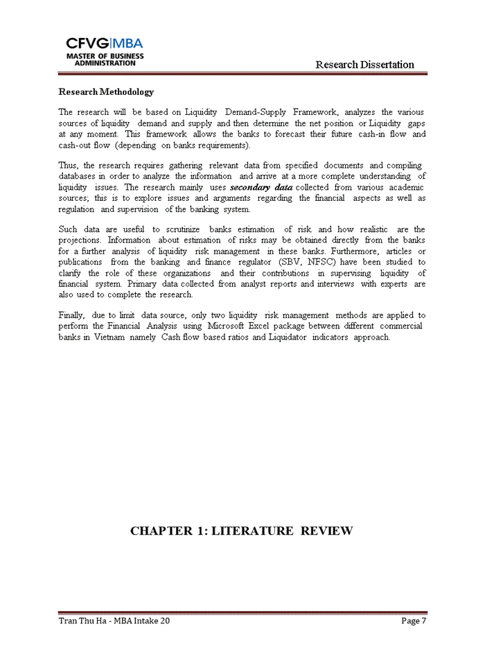 image for page Strengthen the liquidity risk management on the case study of the bank of tokyo mitsubishi ufj vietnam (btmu)