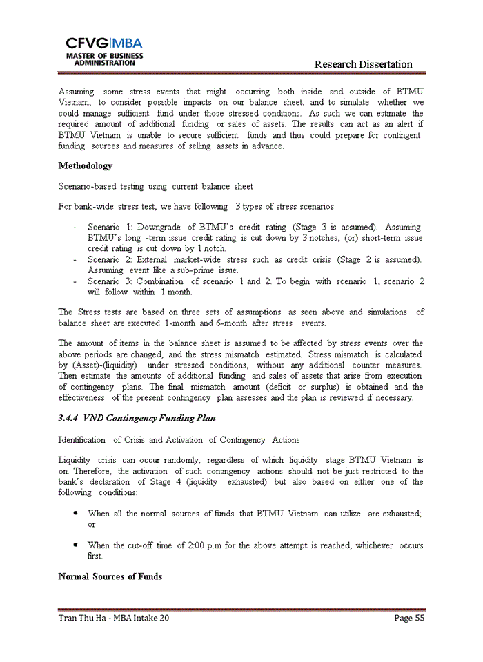 image for page Strengthen the liquidity risk management on the case study of the bank of tokyo mitsubishi ufj vietnam (btmu)