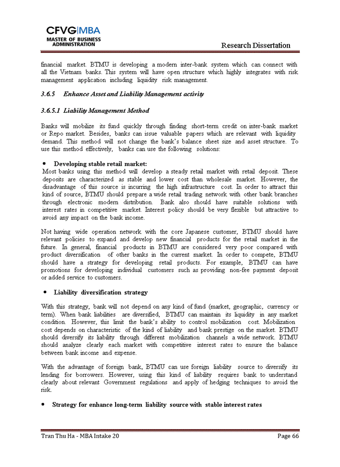 image for page Strengthen the liquidity risk management on the case study of the bank of tokyo mitsubishi ufj vietnam (btmu)