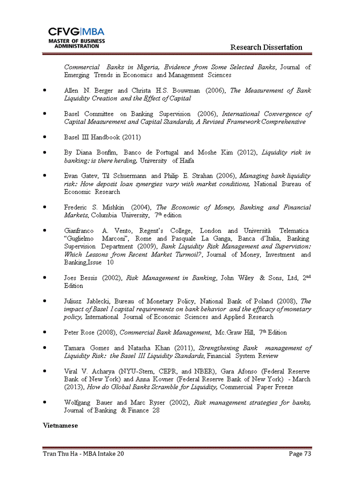 image for page Strengthen the liquidity risk management on the case study of the bank of tokyo mitsubishi ufj vietnam (btmu)