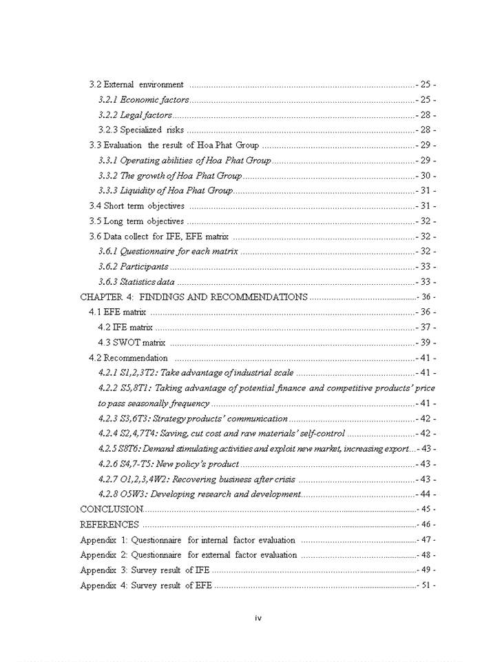 Research dissertation applying ife-efe-swot matrix for hoa phat group strategies