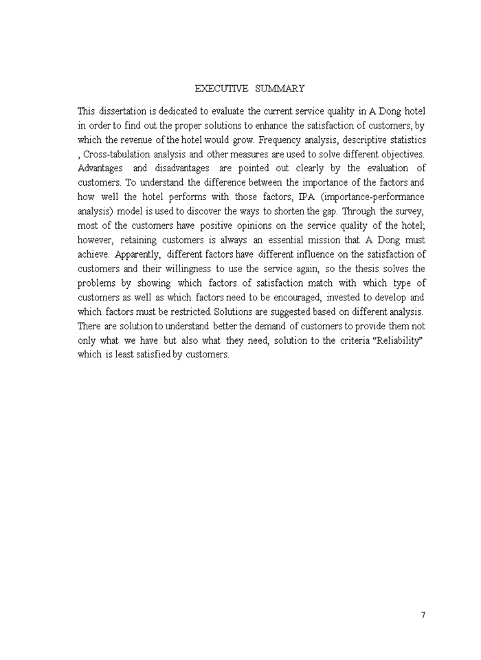 image for page Evaluating service quality of A Dong hotel Bachelor of Business Administration in English (E-BBA) Thesis