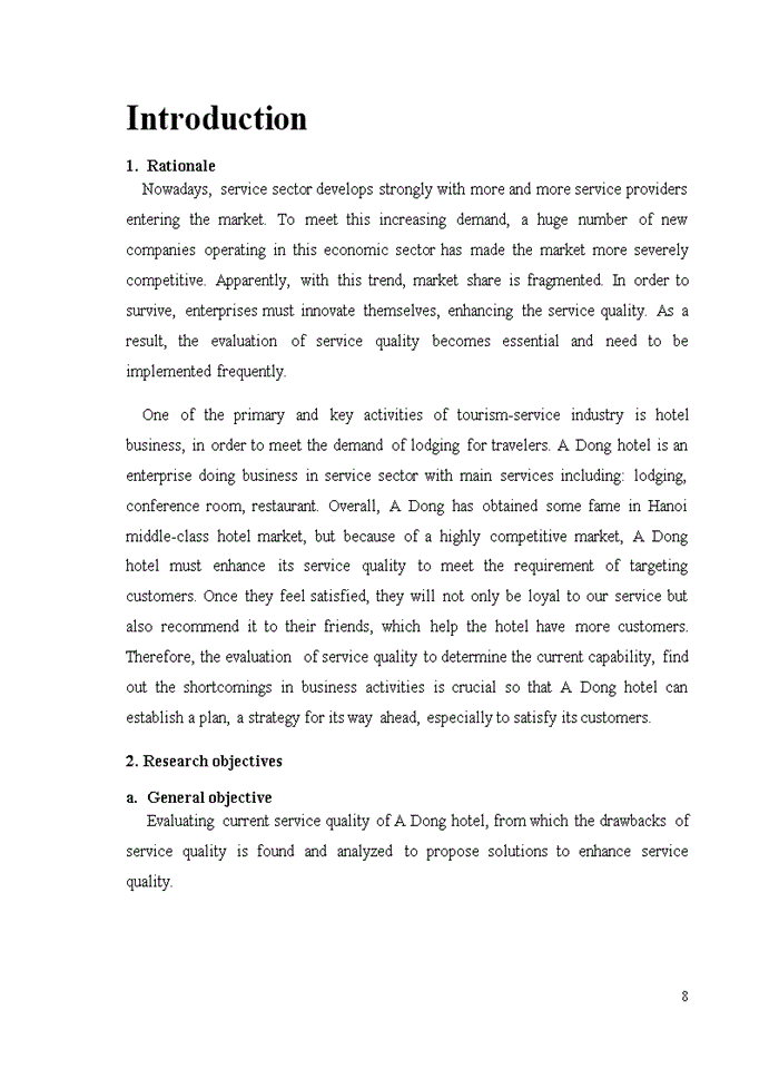 image for page Evaluating service quality of A Dong hotel Bachelor of Business Administration in English (E-BBA) Thesis