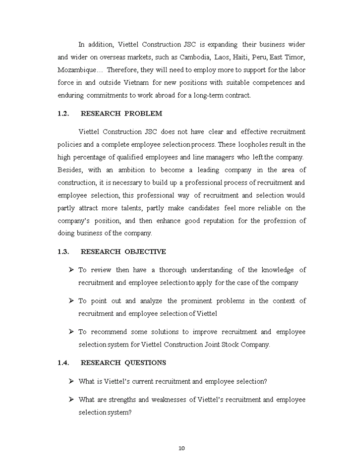 image for page Improving recruitment and employee selection system at Viettel Construction Joint Stock Company