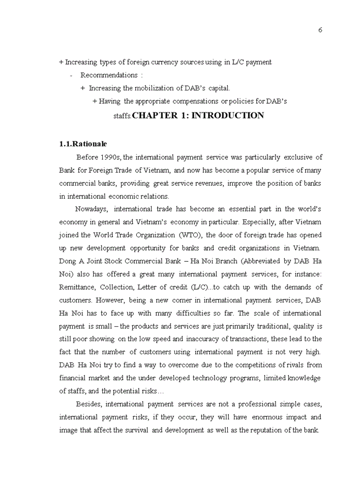 image for page The quality of international payment by l/c at dong a joint stock commercial bank - ha noi branch