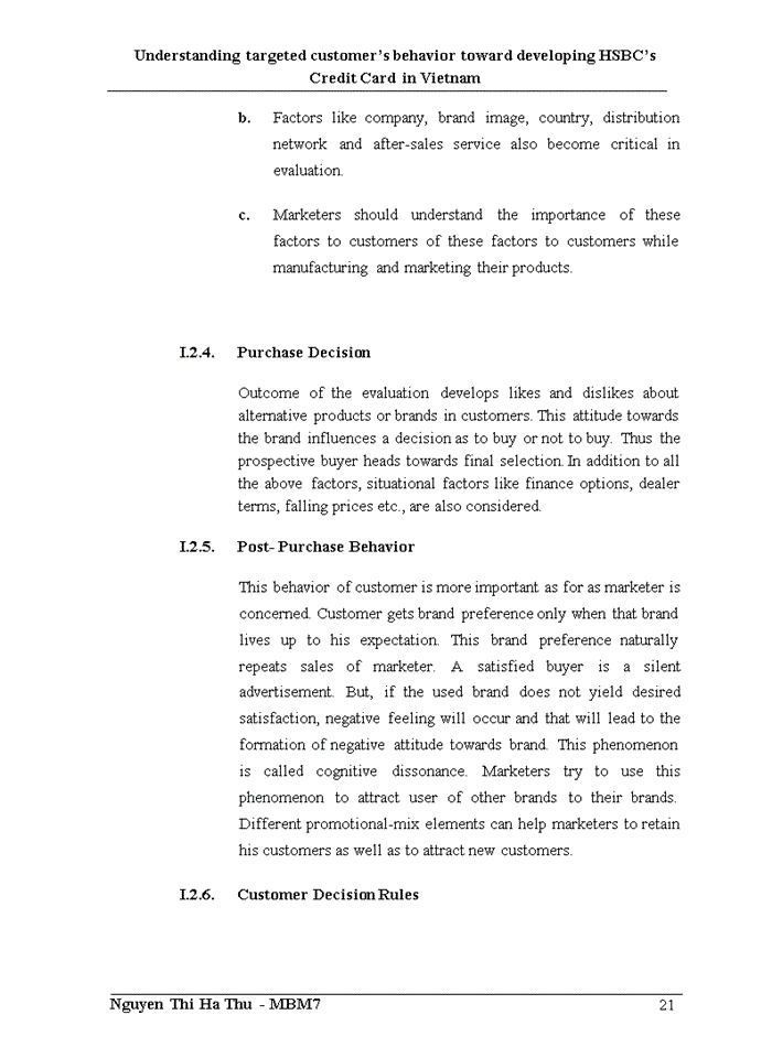 image for page Understanding targeted customer’s behavior toward developing HSBC’s Credit Card in Vietnam