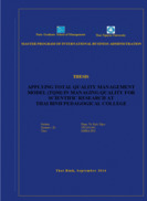 Applying total quality management model (tqm) in managing quality for scientific research at thai binh pedagogical college