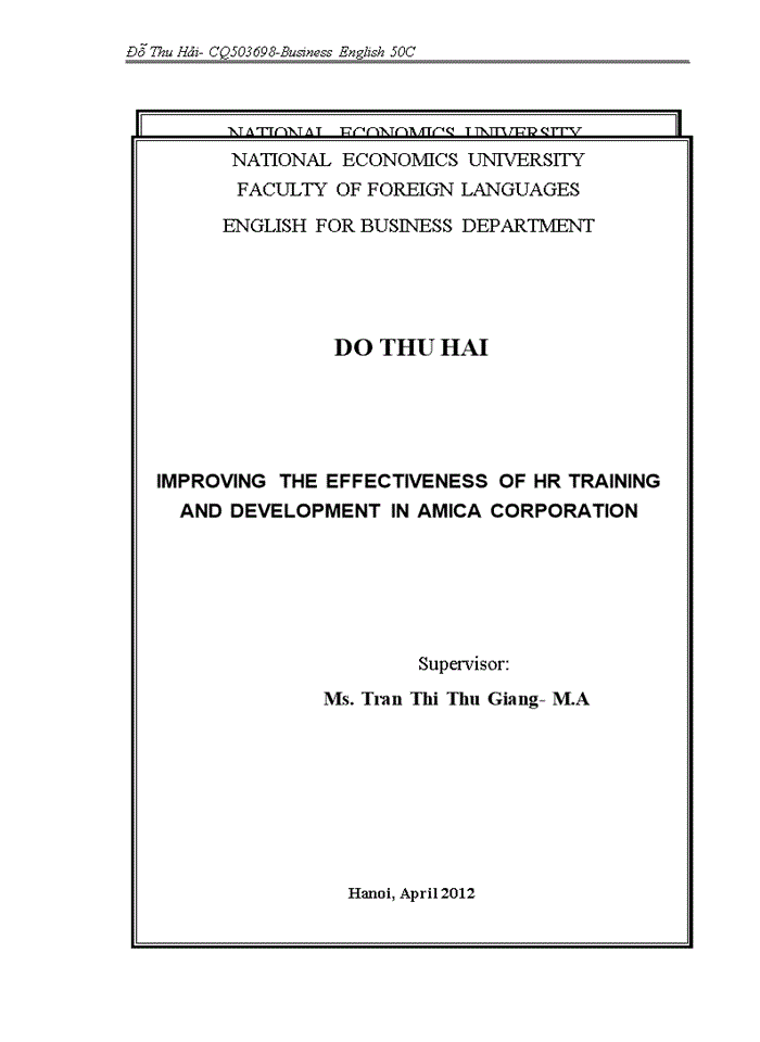 image for page Improving the effectiveness of hr training and development at amica corporation