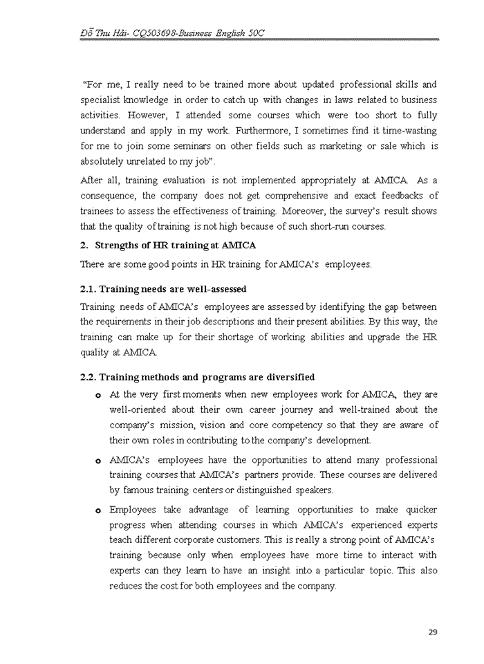 image for page Improving the effectiveness of hr training and development at amica corporation