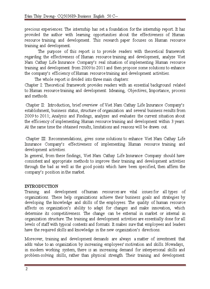 image for page Improving training and development program for Insurance Agents in Viet Nam Cathay Life Insurance Company