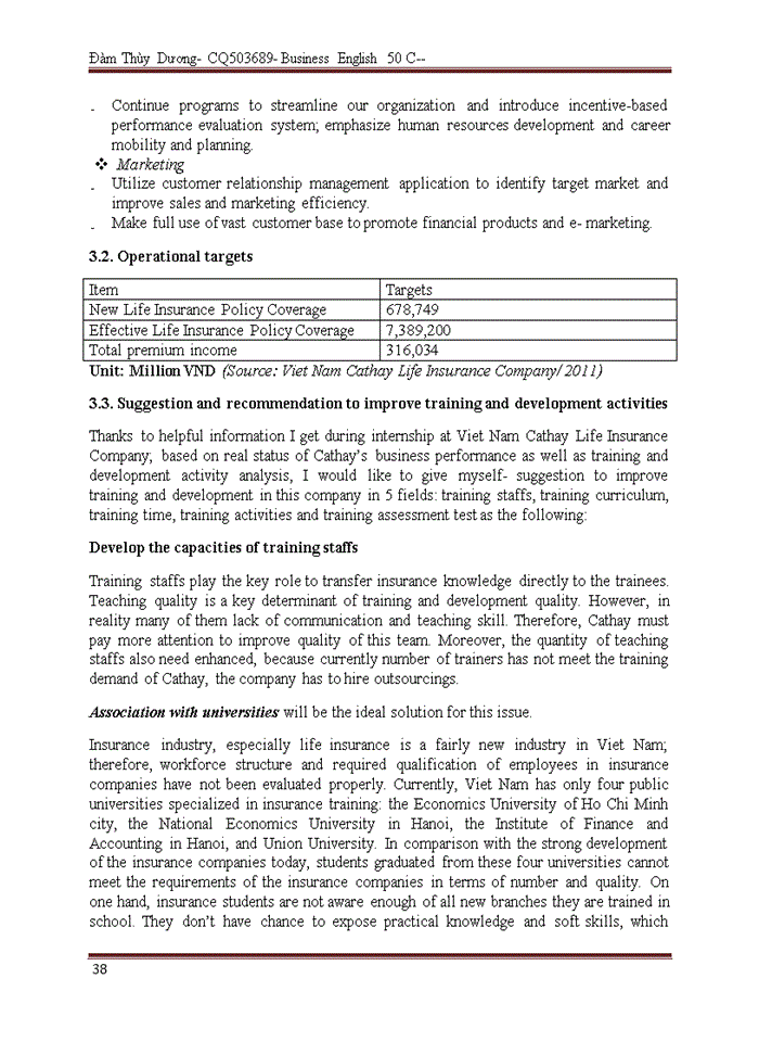 image for page Improving training and development program for Insurance Agents in Viet Nam Cathay Life Insurance Company