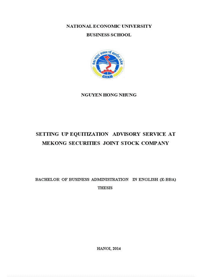 Setting up equitization advisory service at mekong securities joint stock company