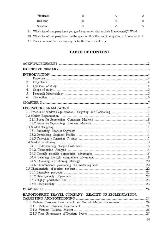 image for page Market Segmentation, Targeting and Positioning of Hanoitourist Travel Company