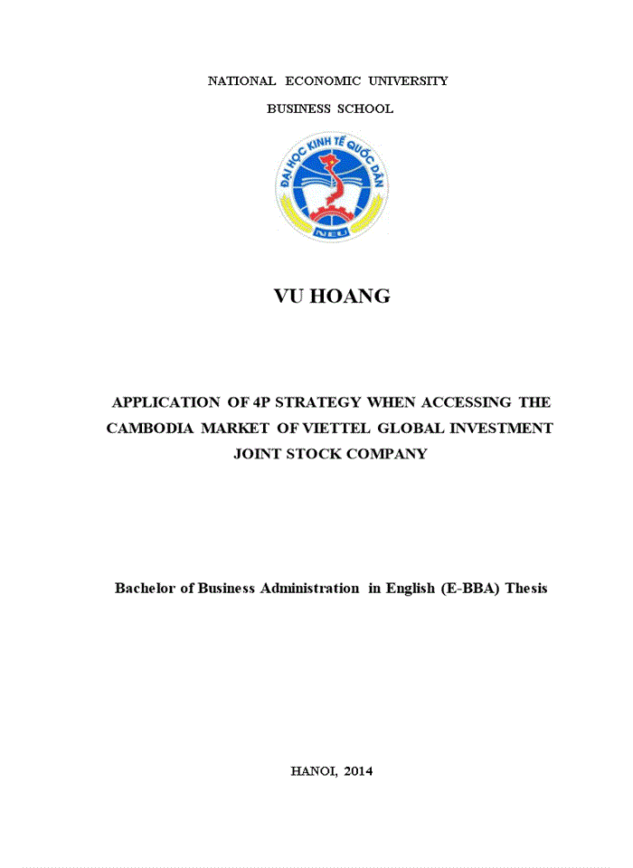 image for page Application of 4p strategy when accessing the cambodia market of viettel global investment joint stock company