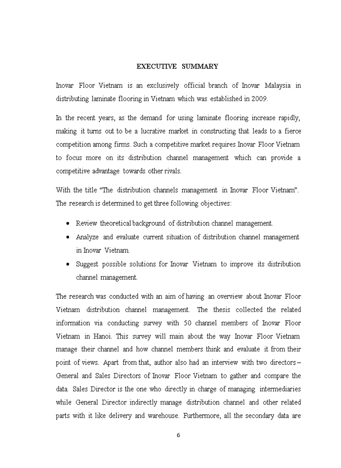 image for page The distribution channels management in Inovar Floor Vietnam
