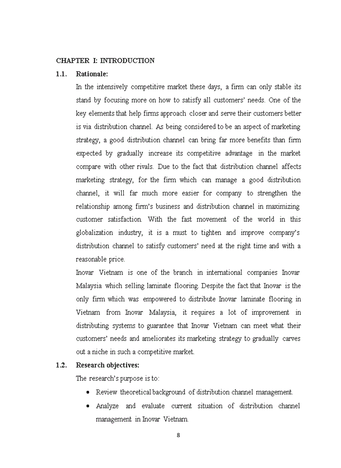 image for page The distribution channels management in Inovar Floor Vietnam