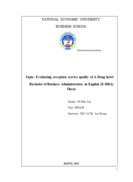 Evaluating reception service quality of A Dong hotel Bachelor of Business Administration in English (E-BBA) Thesis