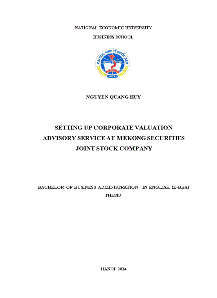 Setting up corporate valuation advisory service at mekong securities joint stock company