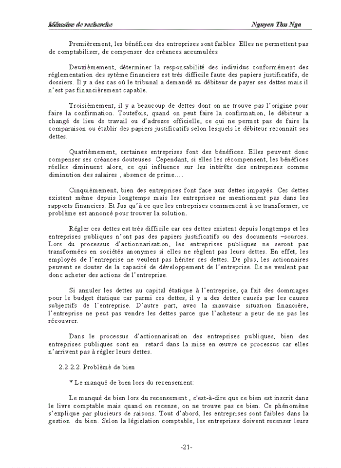 image for page Réglement des problèmes financiers lors de la détermination de la valeur de l’entreprise en le processus d’actionnarisation des entreprises publiques au Vietnam. Cas d’étude Société de Service Agricole de Tu Liem