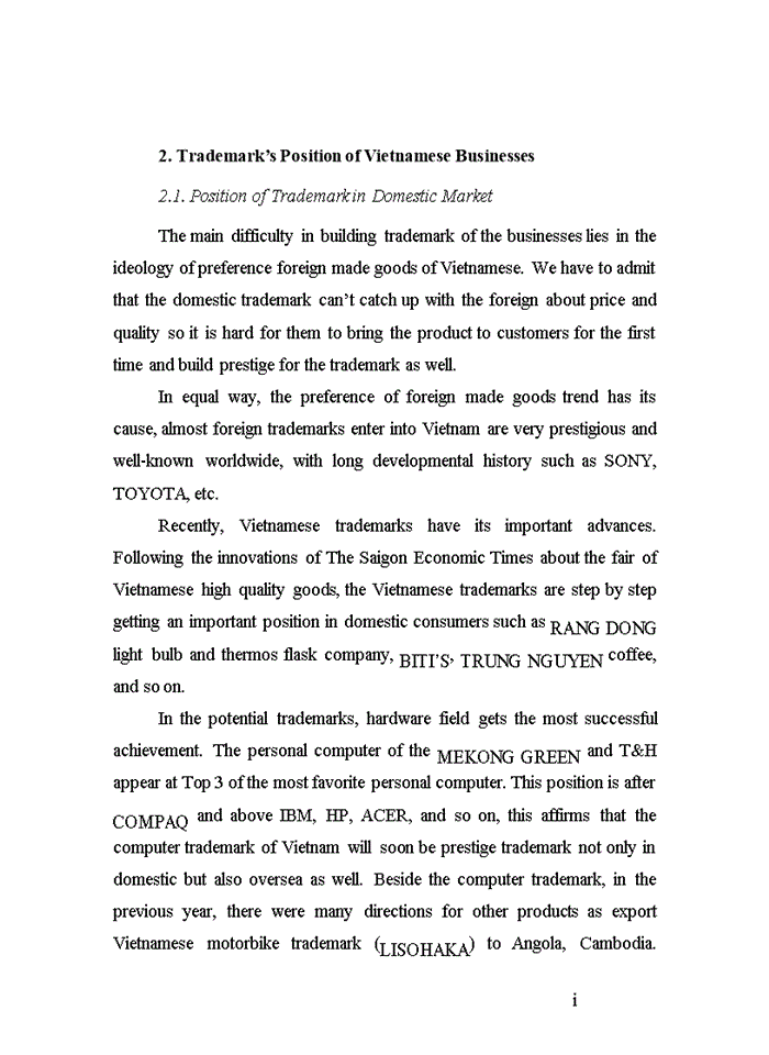 image for page Vietnam Trademark and Developmental Solutions in the International Economic Integration