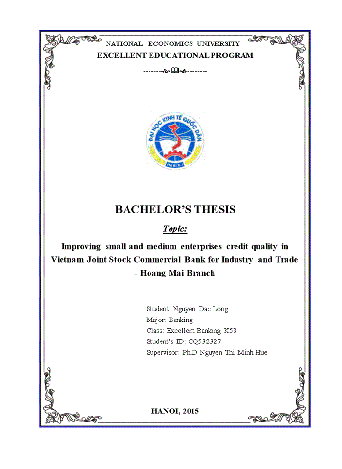 image for page Improving small and medium enterprises credit quality in Vietnam Joint Stock Commercial Bank for Industry and Trade - Hoang Mai Branch